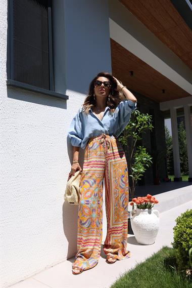 Bohem Desenli Viskon Pantalon