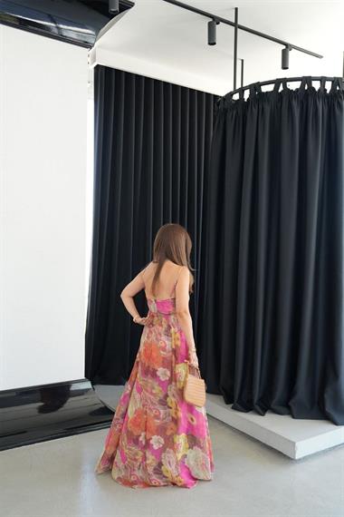 Çiçekli Print Askılı Elbise