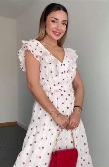 Desenli Fırfırlı Elbise