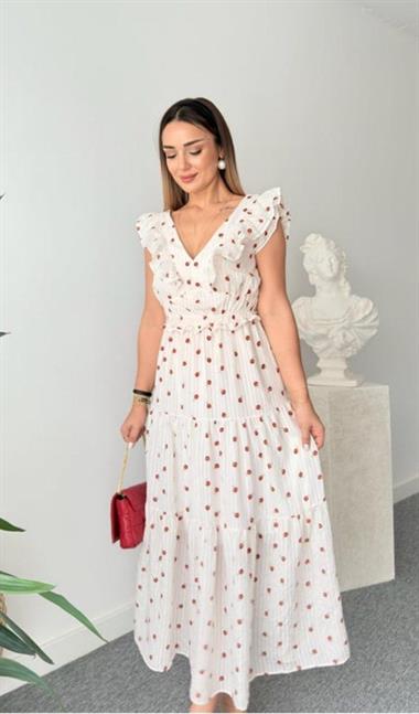 Desenli Fırfırlı Elbise