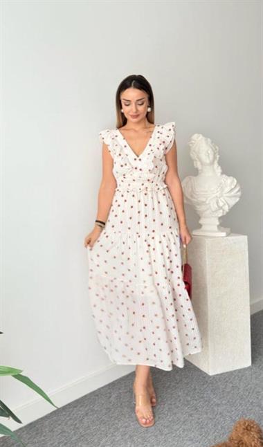 Desenli Fırfırlı Elbise