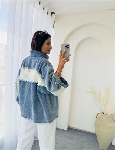 Mesh Detail Denim Jacket