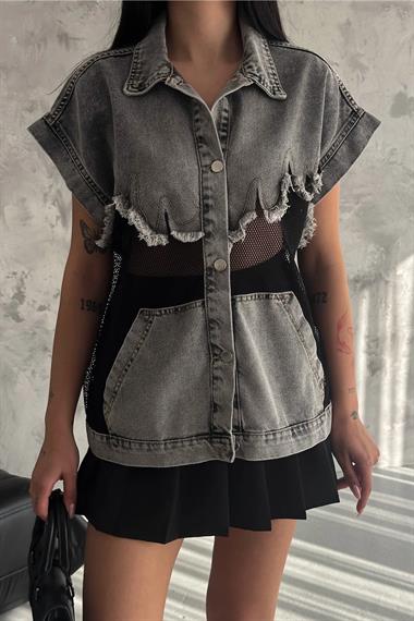 Mesh Vest with Jean Detail