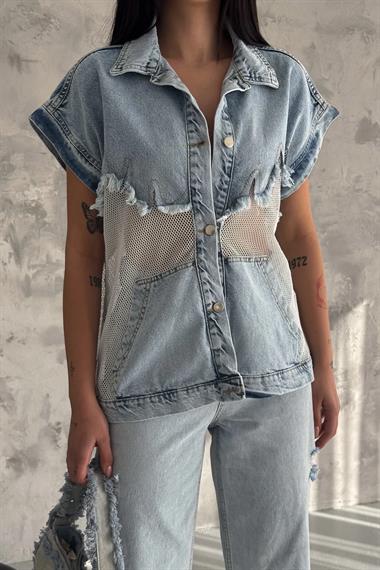 Mesh Vest with Jean Detail