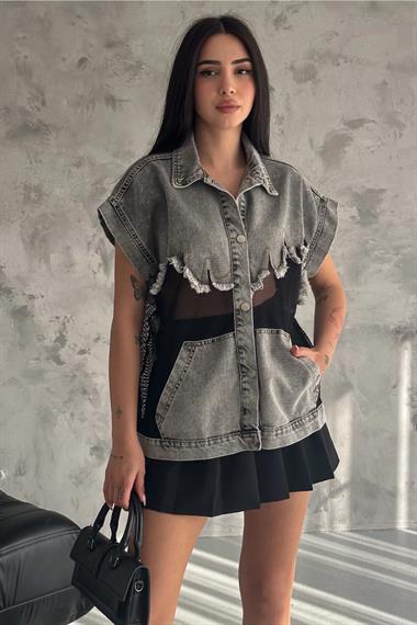 Mesh Vest with Jean Detail