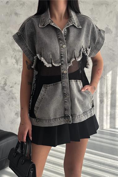 Mesh Vest with Jean Detail