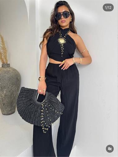 Kendinden Burüşuk Kumaş İkili Takım