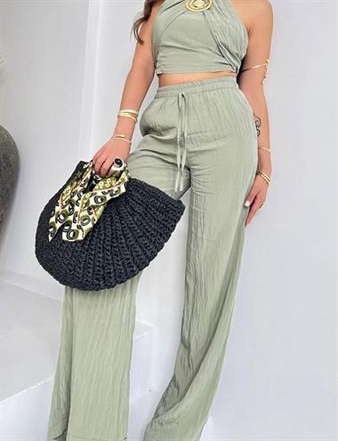 Kendinden Burüşuk Kumaş İkili Takım