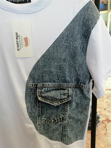 Denim Detail T-Shirt