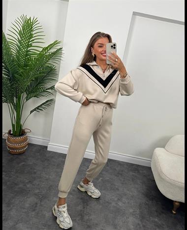 Oysh Model Modal Fabric Striped Tracksuit