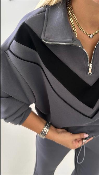 Oysh Model Modal Fabric Striped Tracksuit