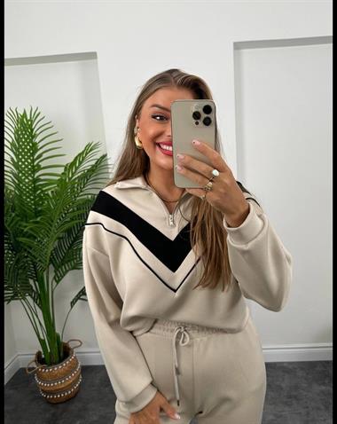 Oysh Model Modal Fabric Striped Tracksuit