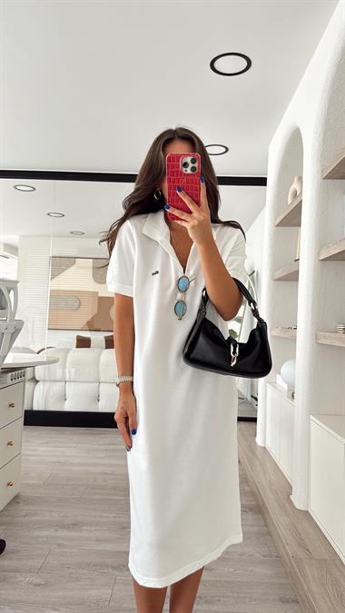 Polo Collar Brand Model Midi Dress