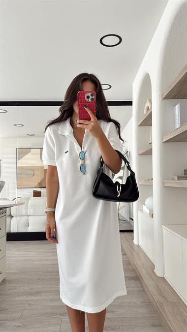 Polo Collar Brand Model Midi Dress