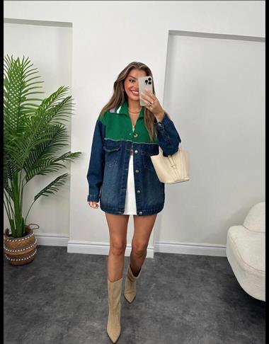 Green Knitwear Design Jean Jacket