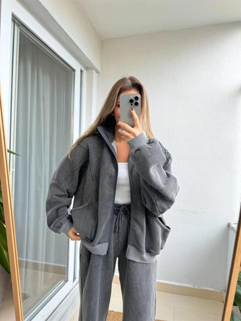 Anthracite Washed Tracksuit Set