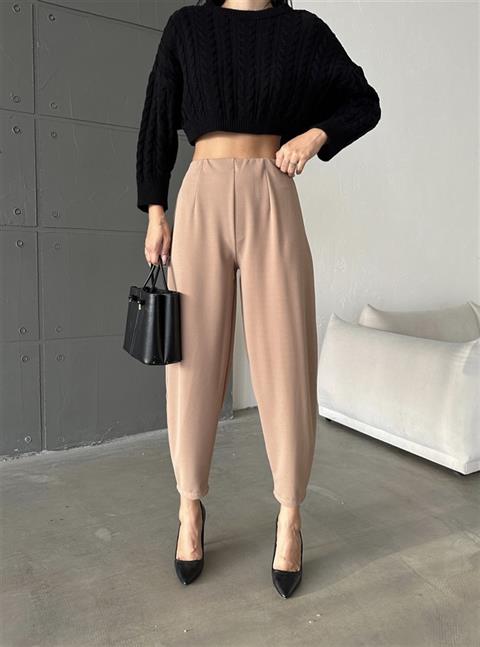 Balloon Crepe Fabric Trousers