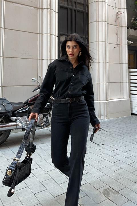 Beli Büzgülü Klasik Kot Tulum