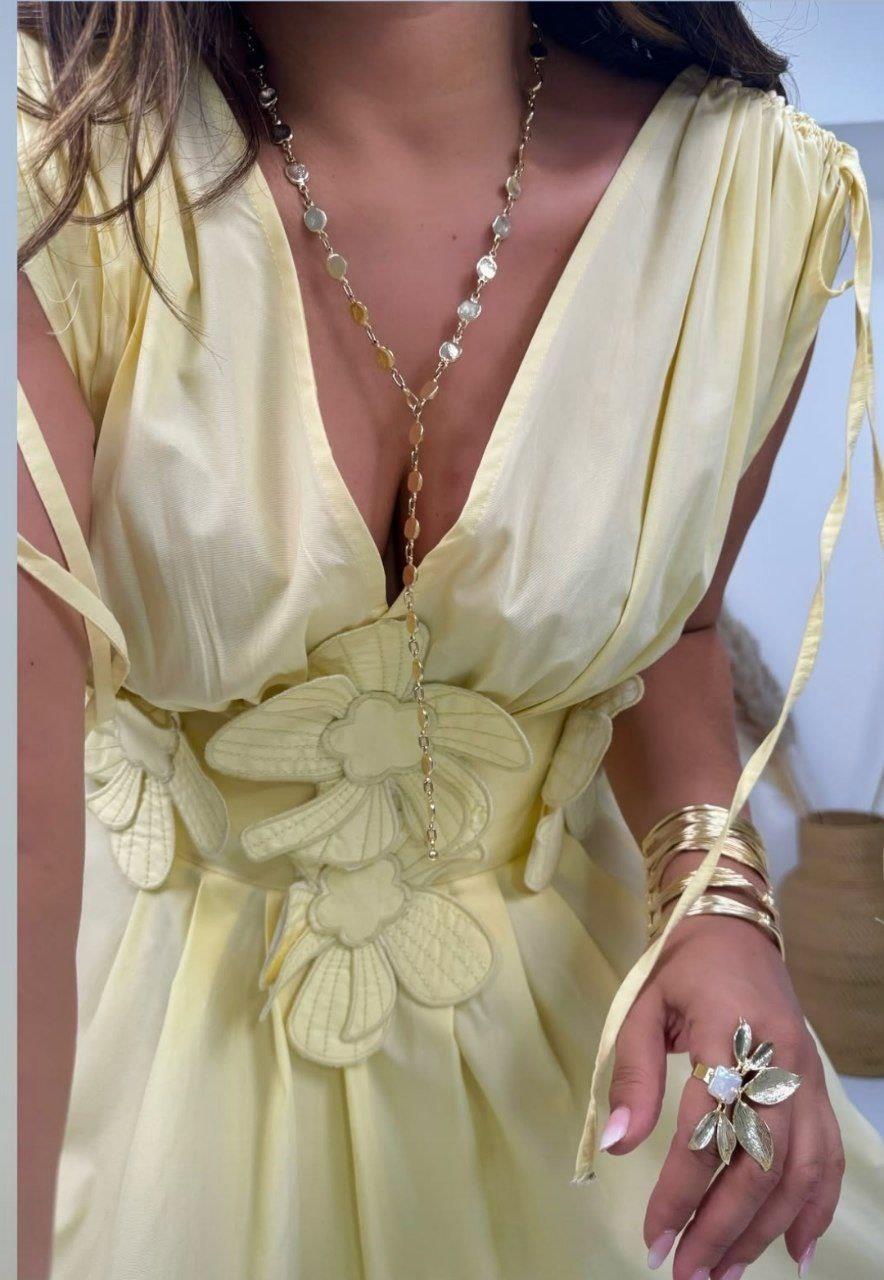 3 Boyutlu Çiçekli Tam Boy Elbise