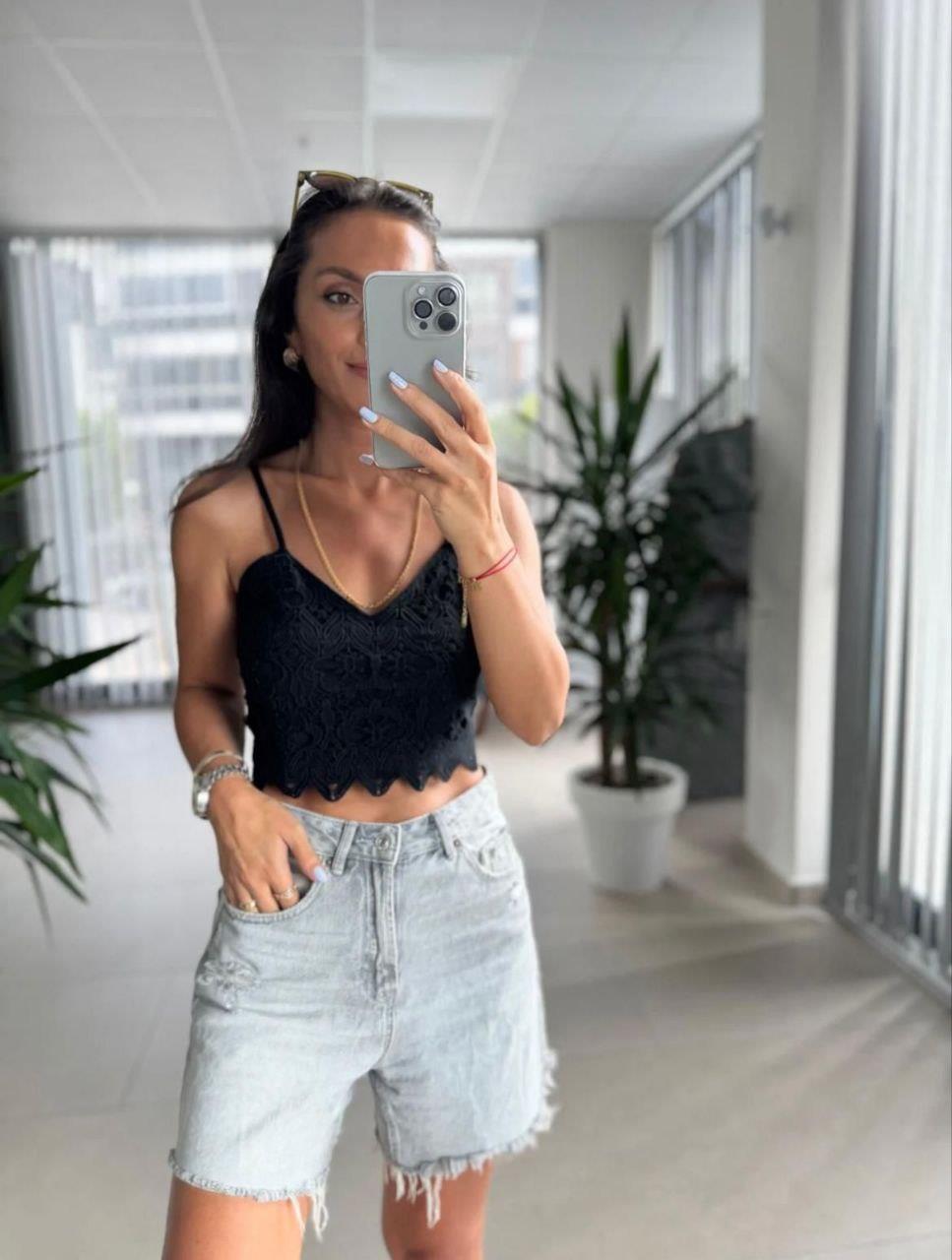 Askılı Güpürlü Krop