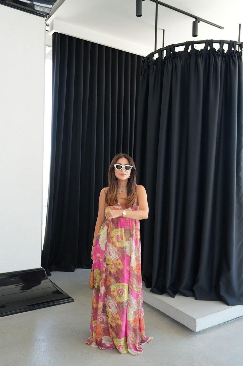 Çiçekli Print Askılı Elbise