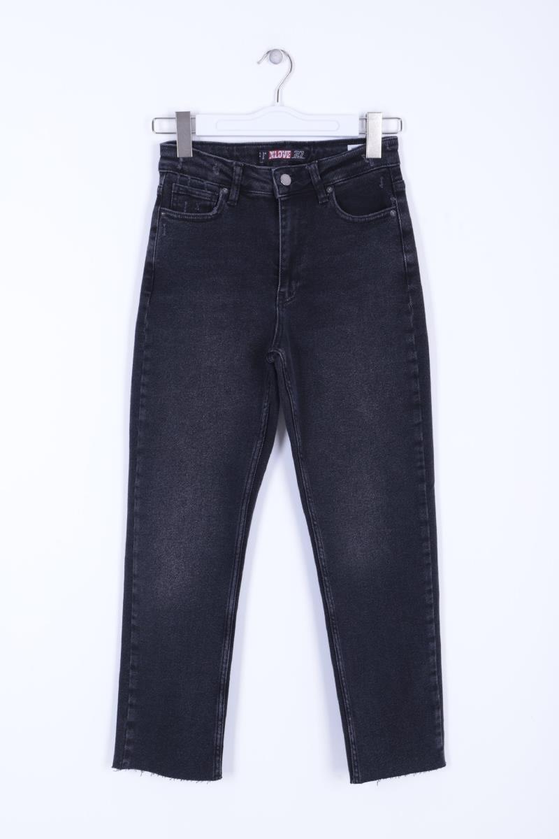 Dikişsiz Paça Mom Fit Kot Pantolon
