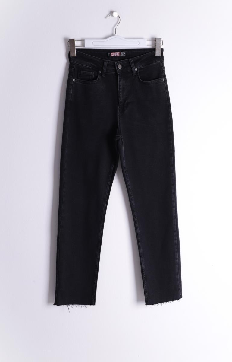 Dikişsiz Paça Mom Fit Kot Pantolon