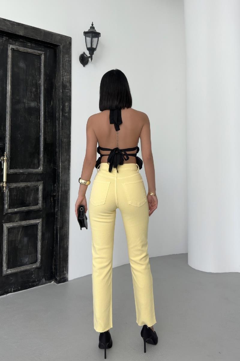 Dikişsiz Paça Mom Fit Kot Pantolon