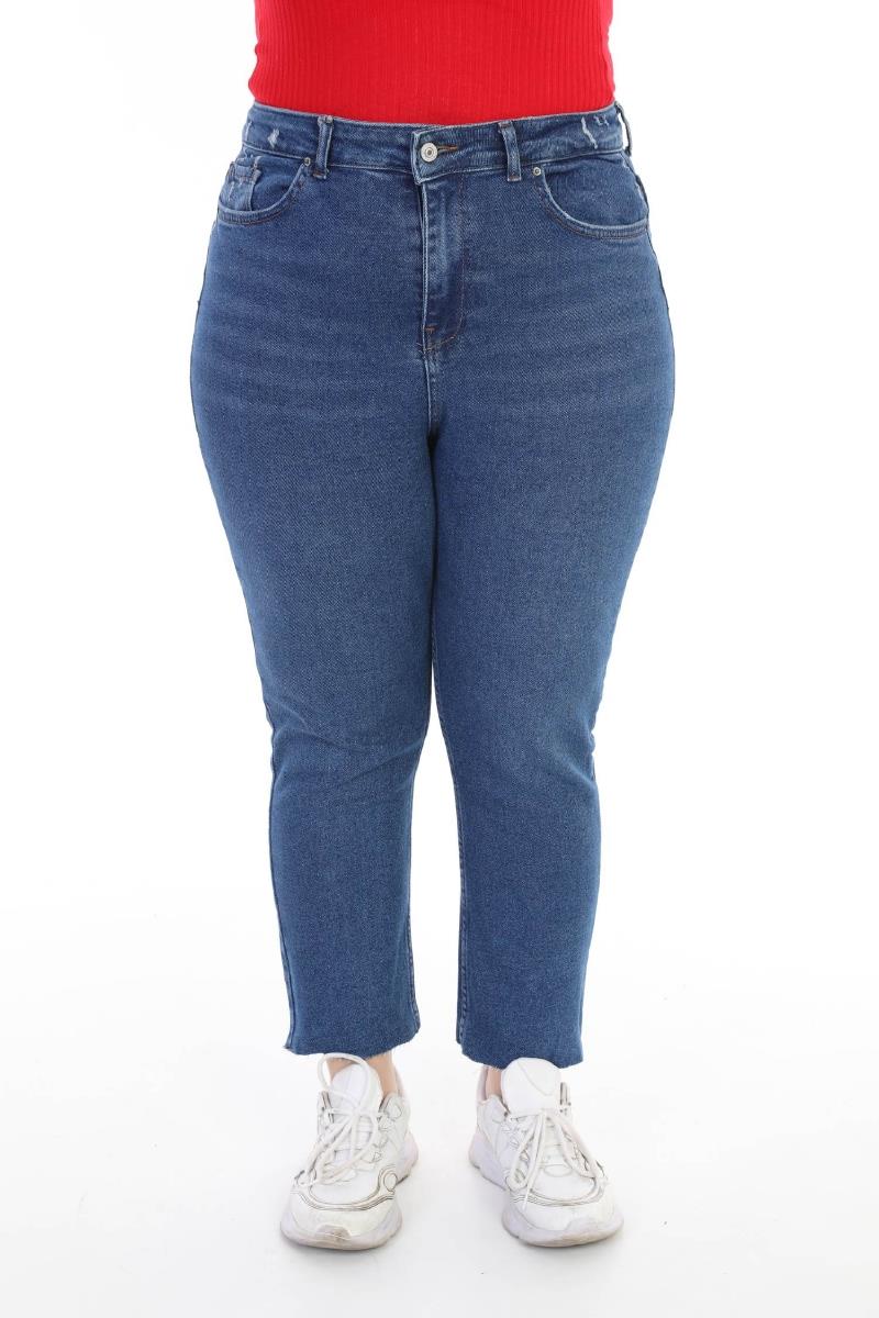 Dikişsiz Paça Mom Fit Kot Pantolon
