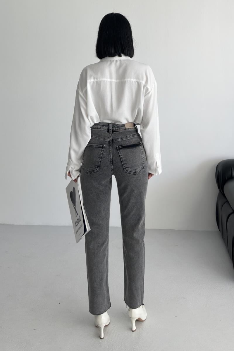 Dikişsiz Paça Mom Fit Kot Pantolon 764