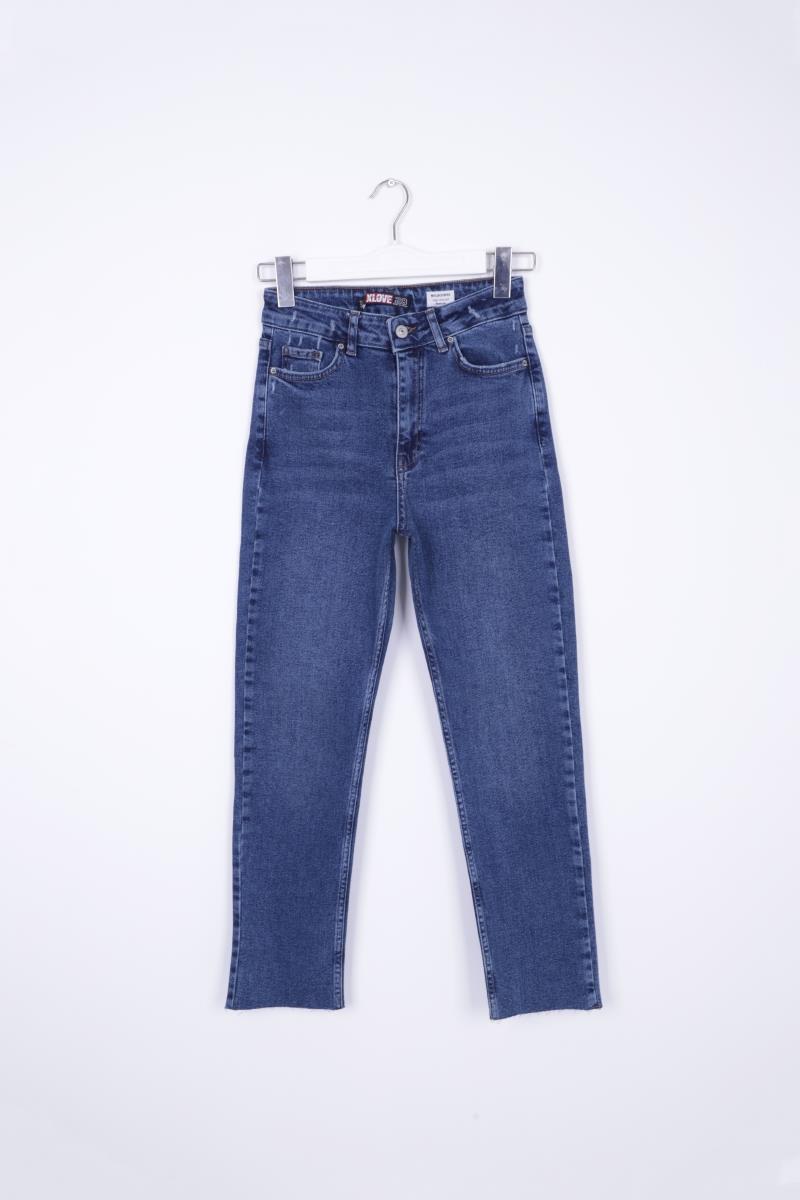 Dikişsiz Paça Mom Fit Kot Pantolon