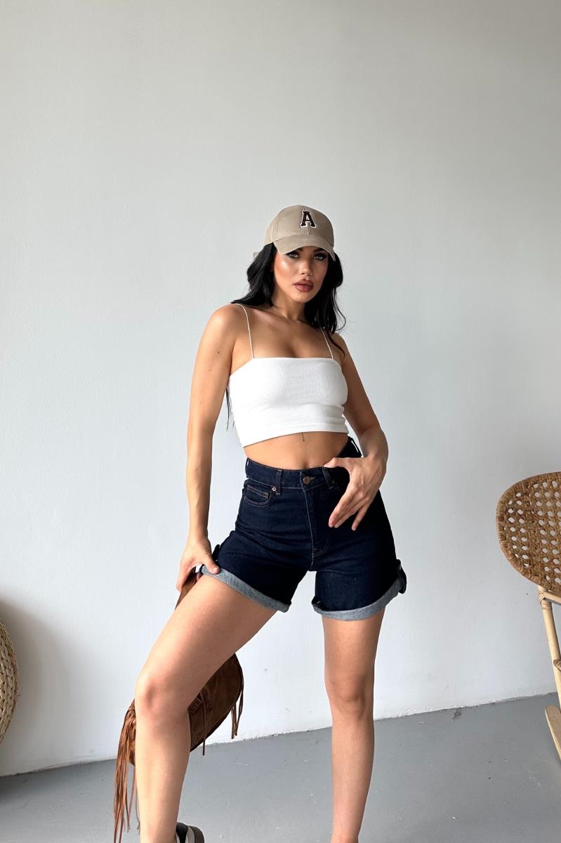 Duble Paça Kot Şort