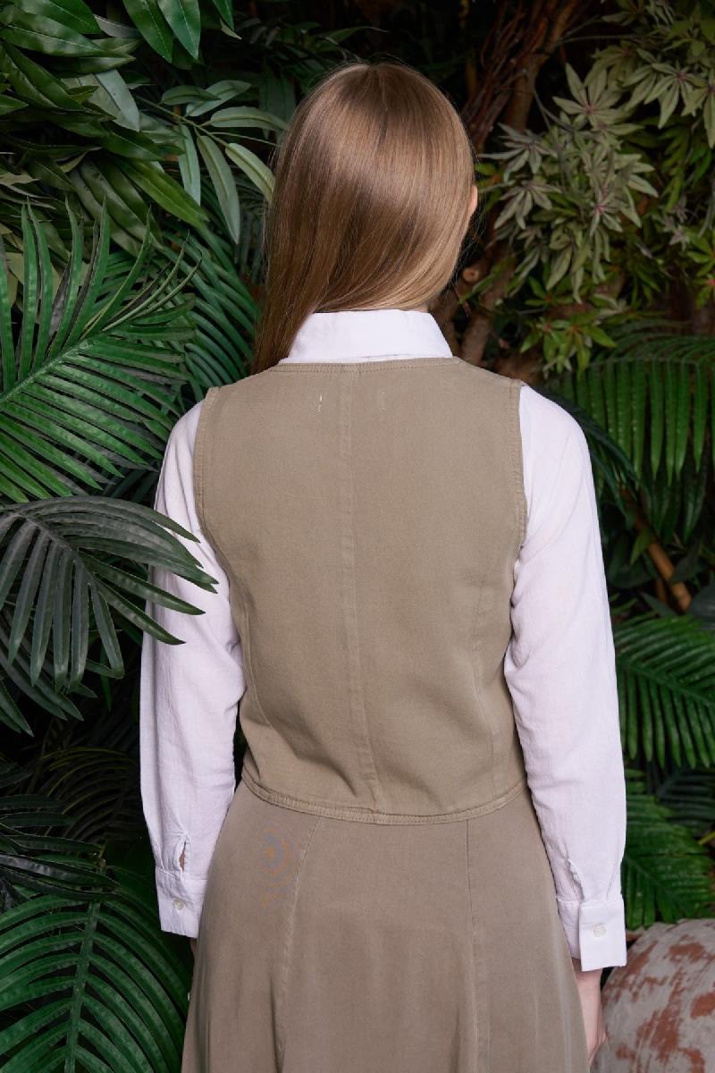 Düğmeli Keten Yelek