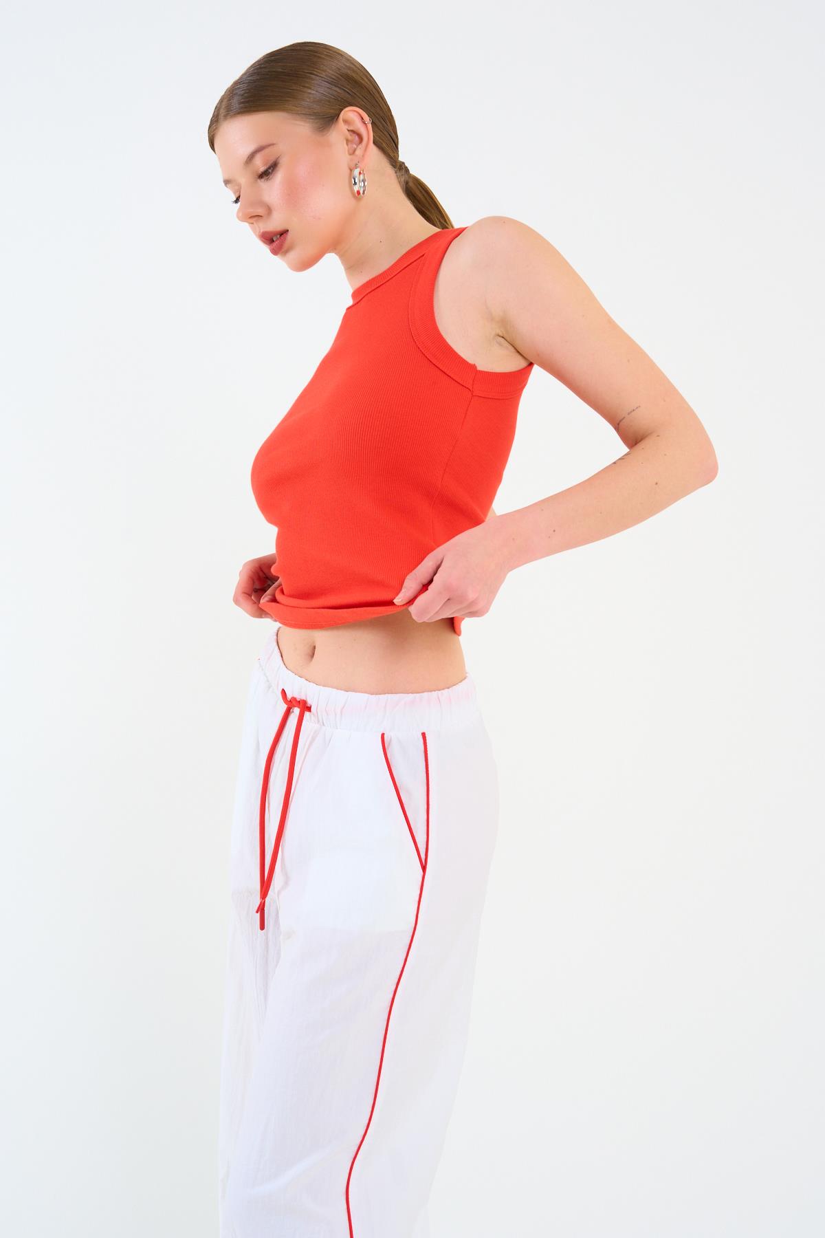 Kadın Agna Örme Atlet - Kırmızı