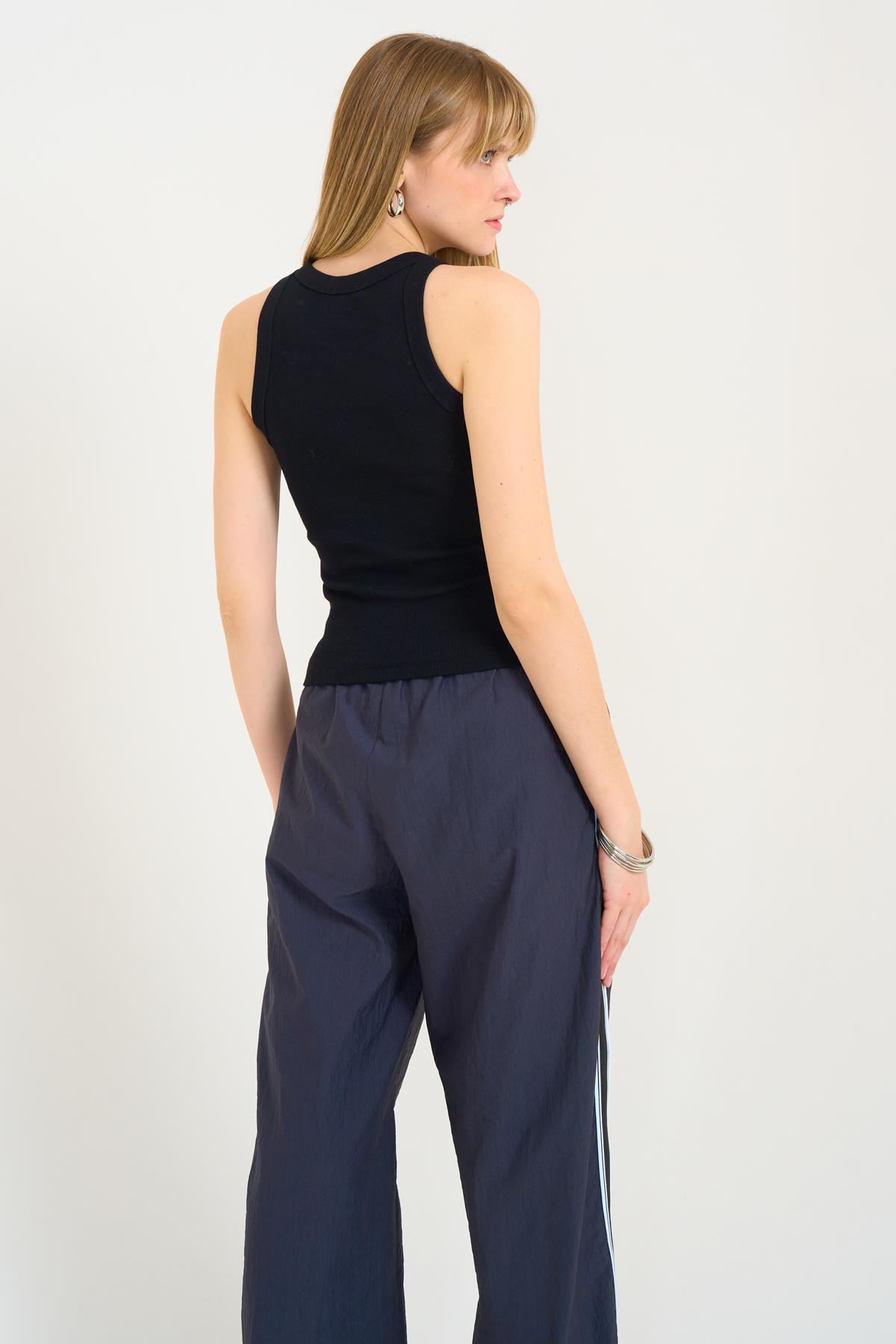 Kadın Agna Örme Atlet - Siyah