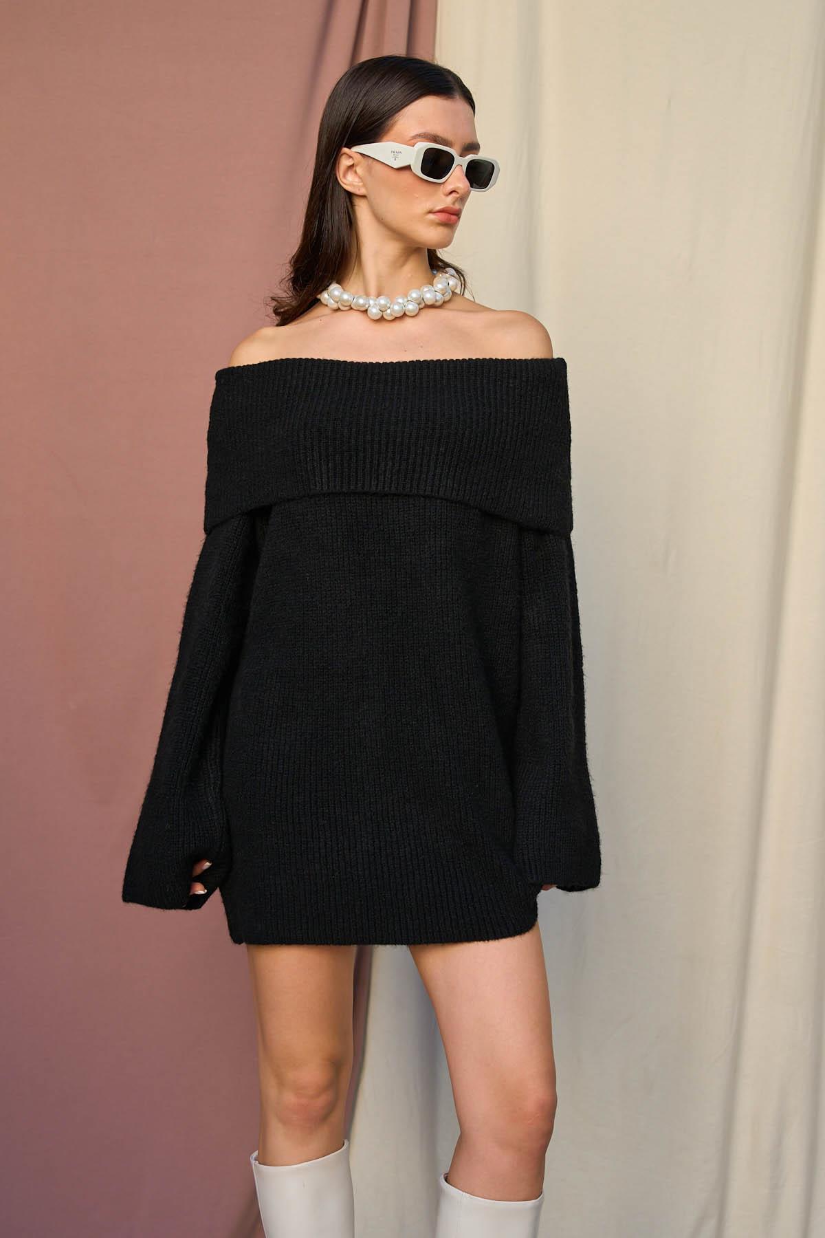 Kadın Alia Triko Kazak - Siyah