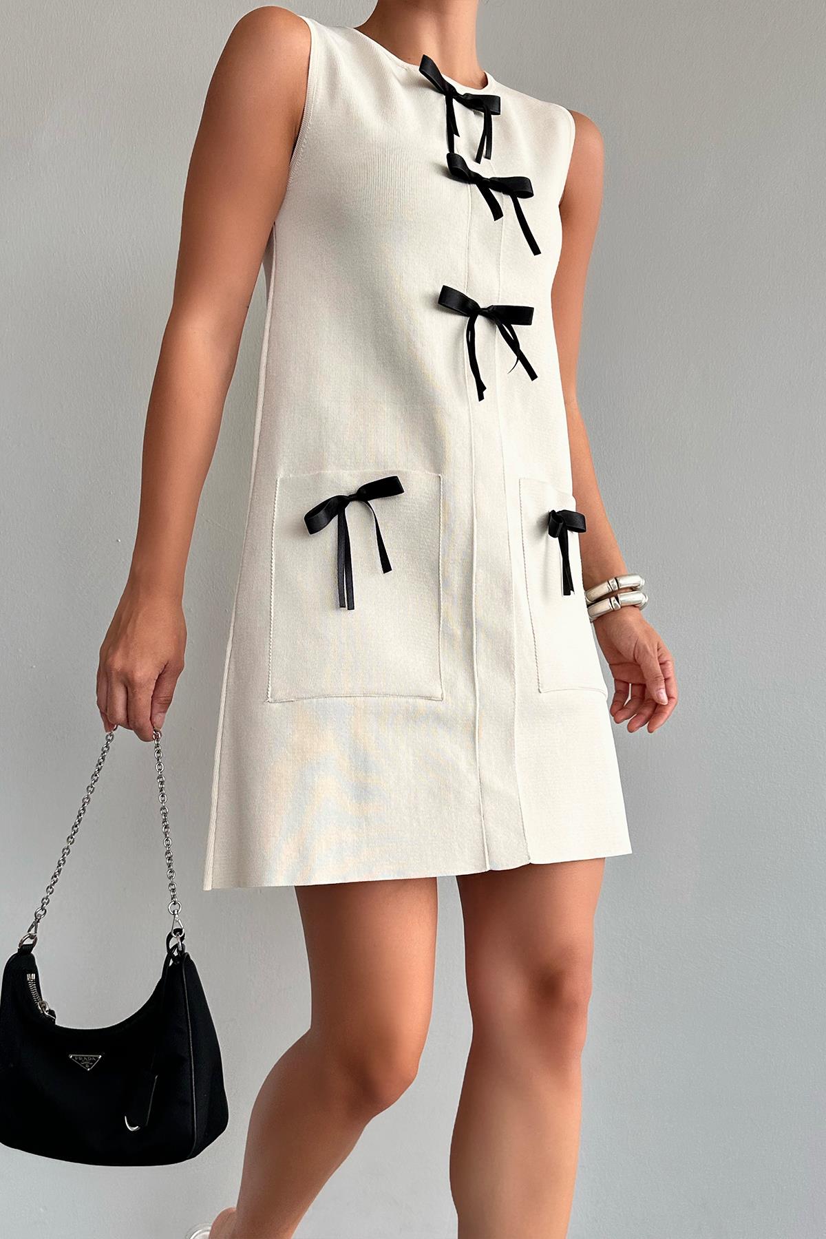 Kadın Amber Triko Elbise - Krem