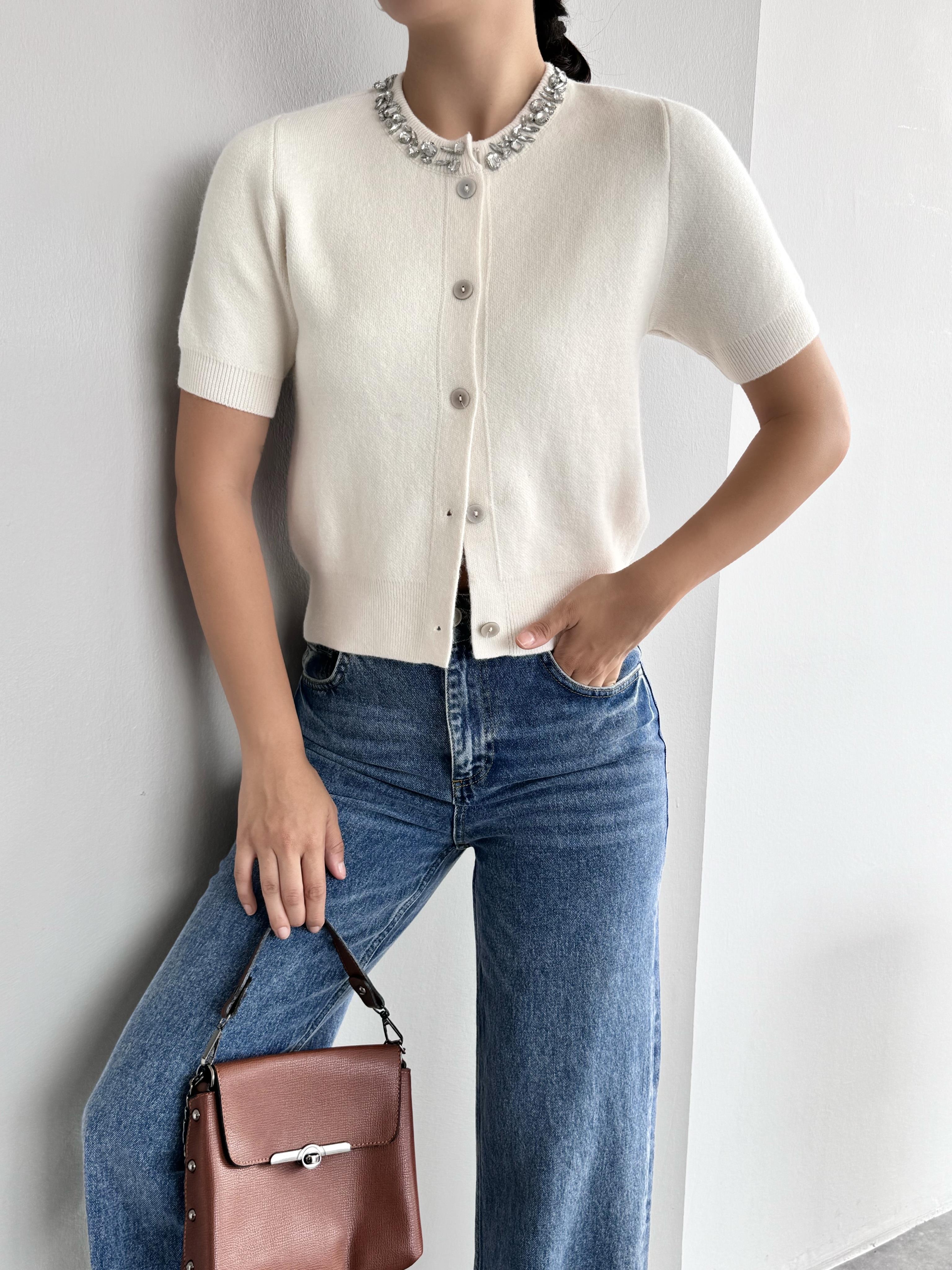 Kadın Neles Triko Hırka - Krem