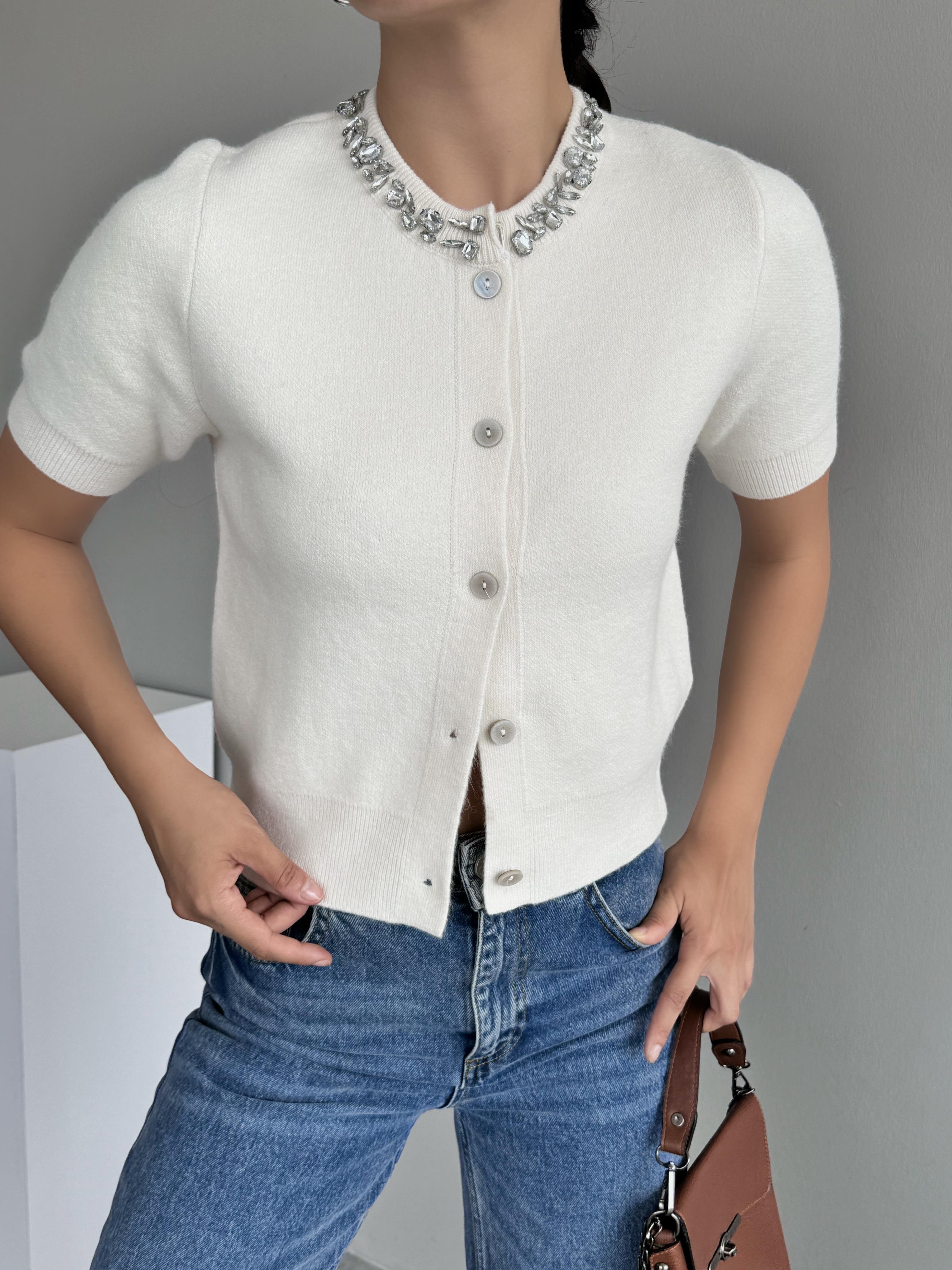 Kadın Neles Triko Hırka - Krem