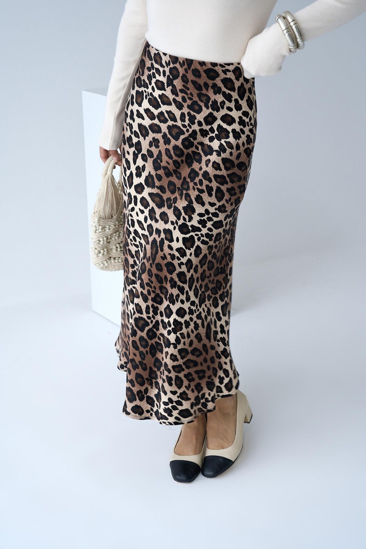 Kadın Scarlet Dokuma Etek - Leopar