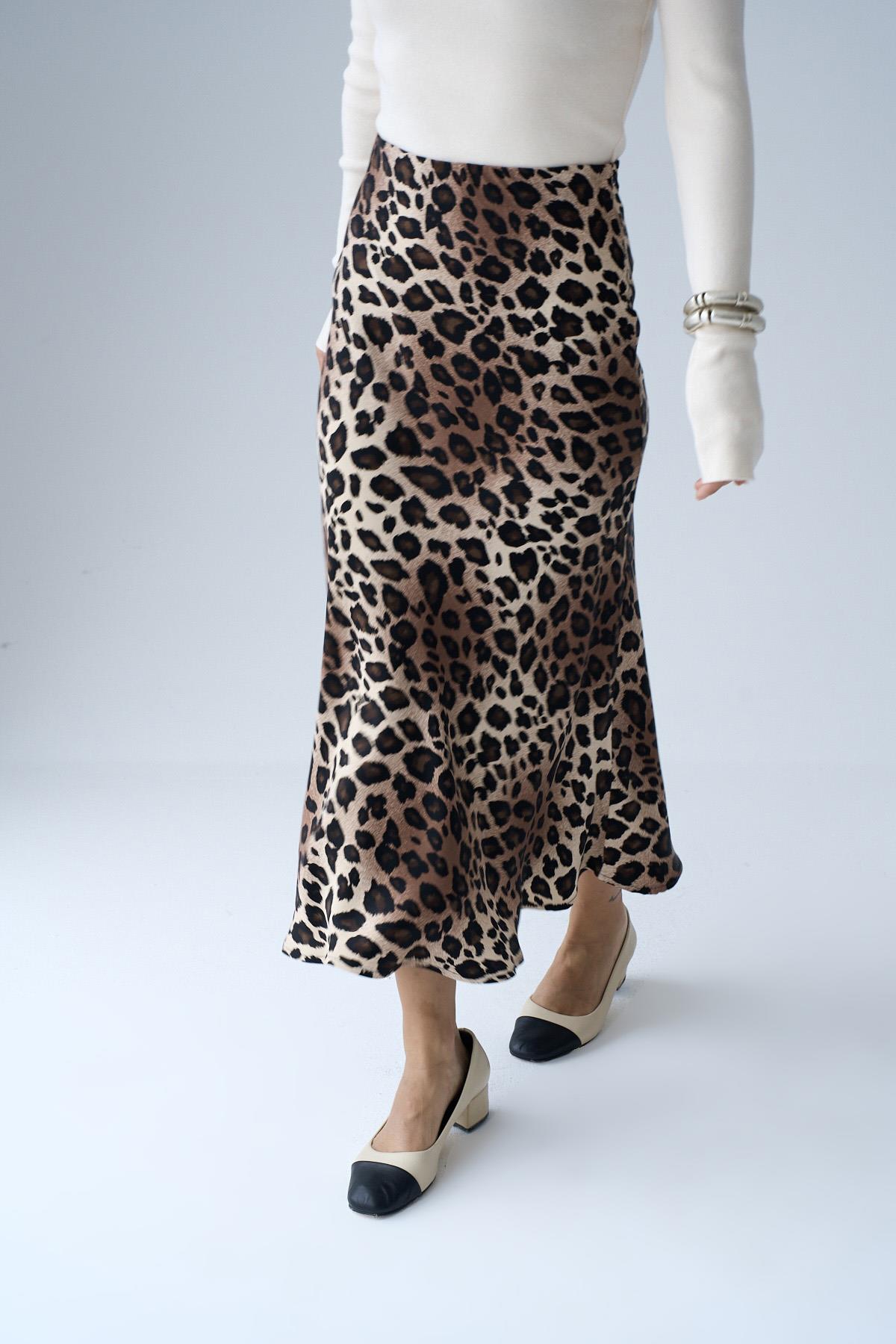 Kadın Scarlet Dokuma Etek - Leopar