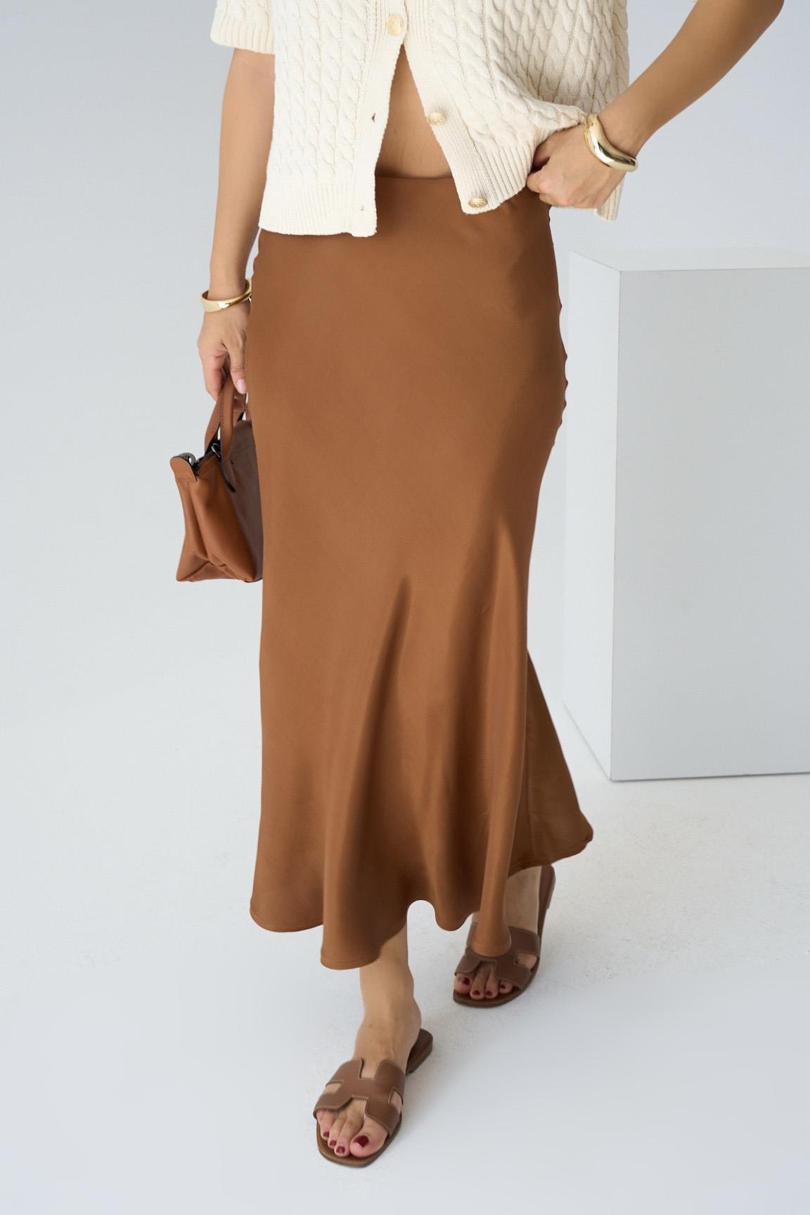 Kadın Scarlet Dokuma Etek - Taba