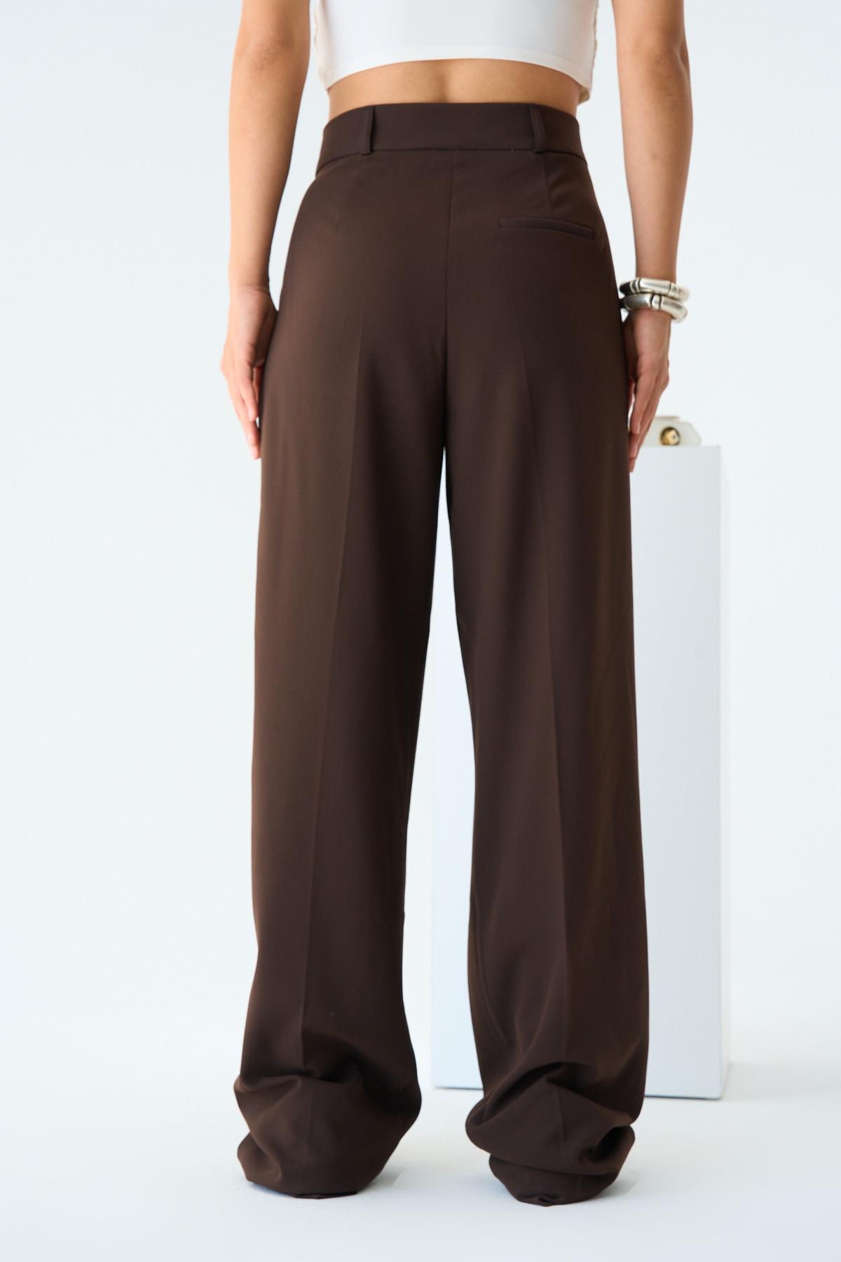 Kadın Simva Palazzo Dokuma Pantolon - KAHVE