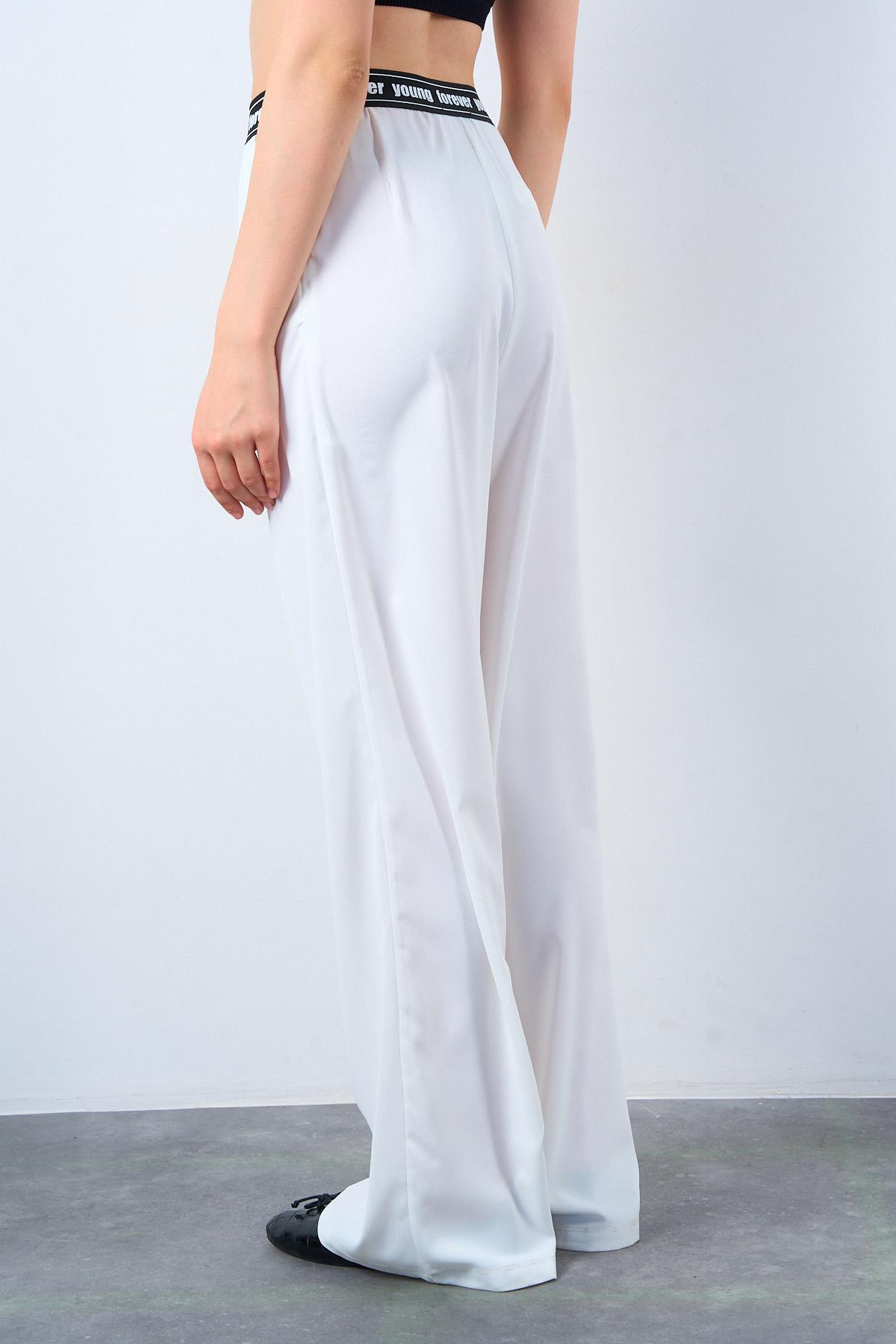 Kadın Sun Dokuma Pantolon - Ekru