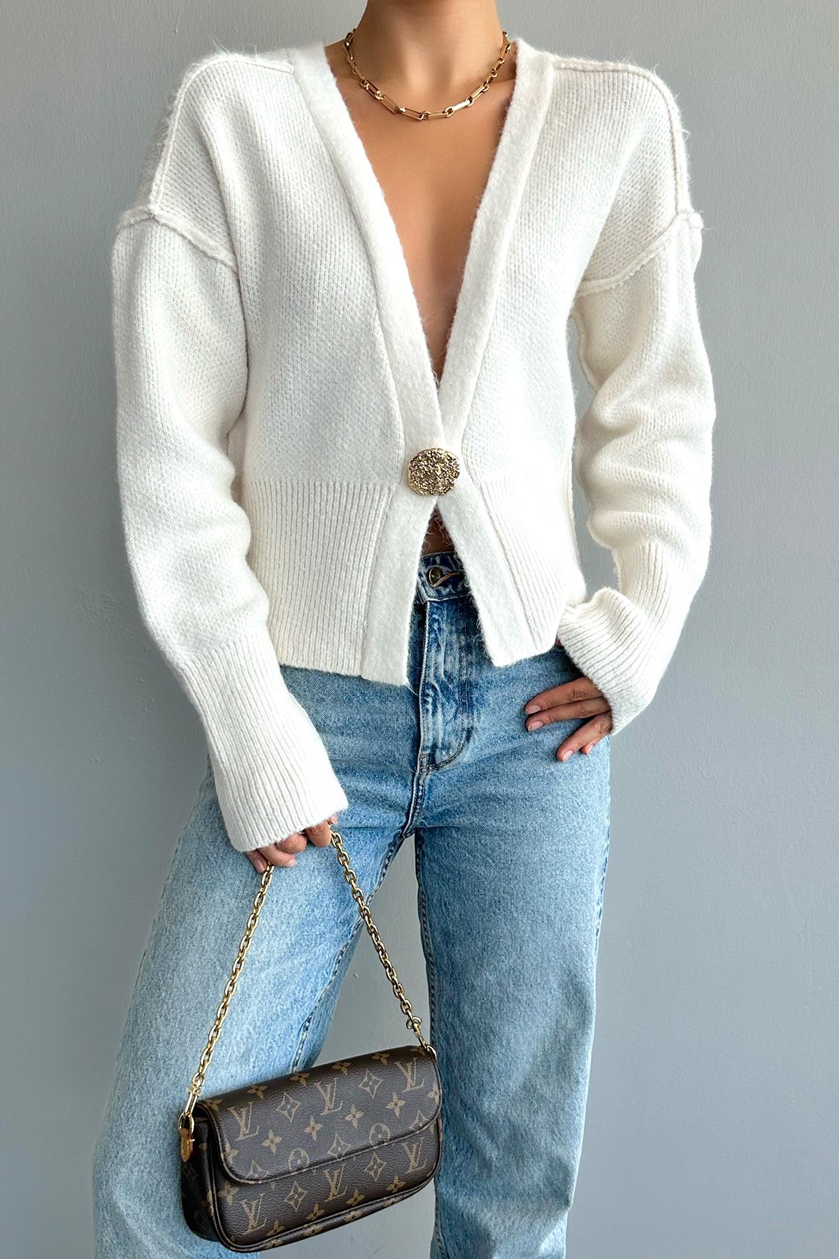 Kadın Uliana Triko Hırka - Krem