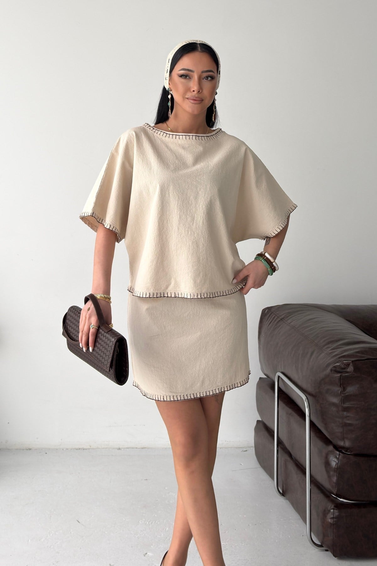 Nakışlı Mini Etek HS128