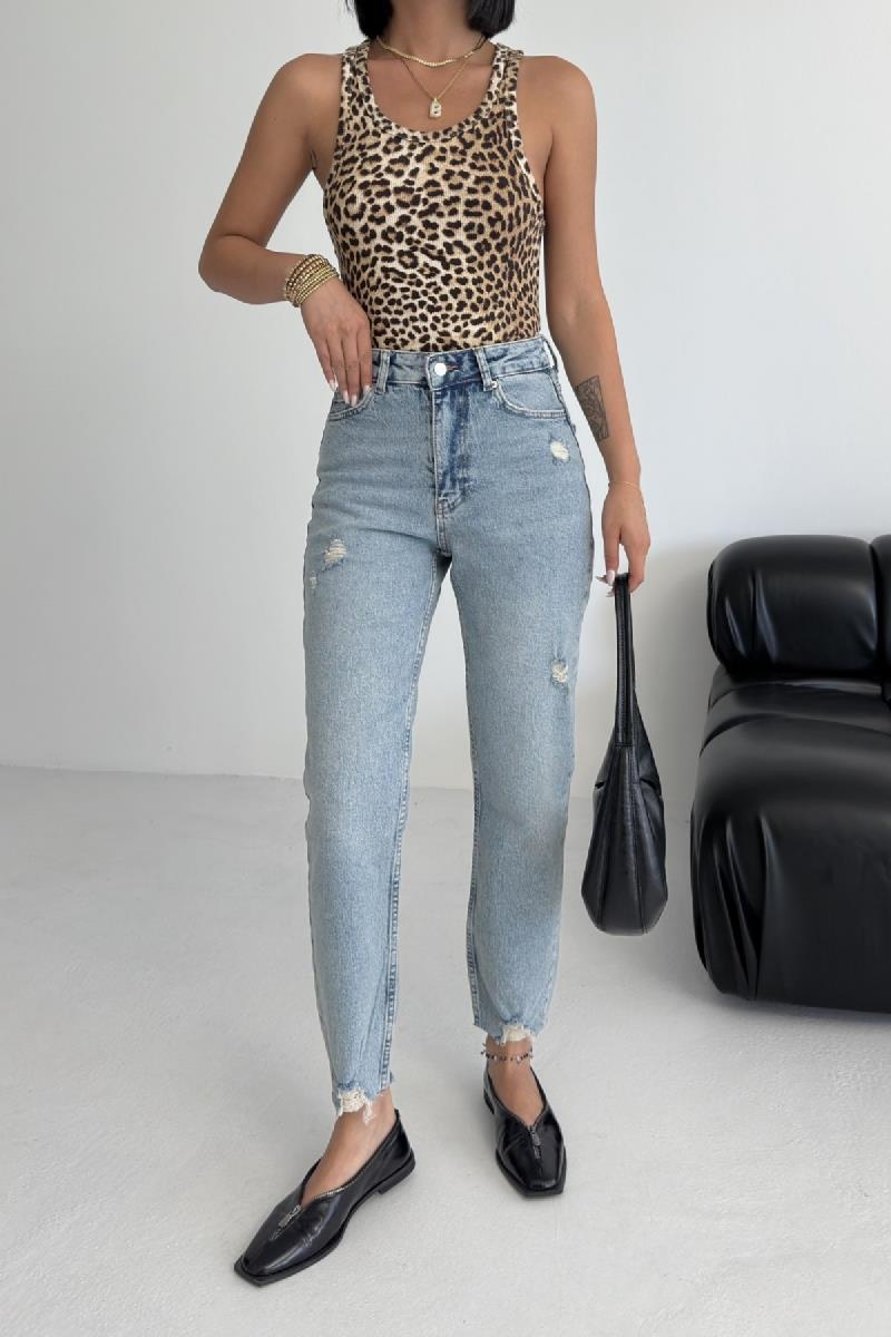 Paçası Mom Fit Kot Pantolon