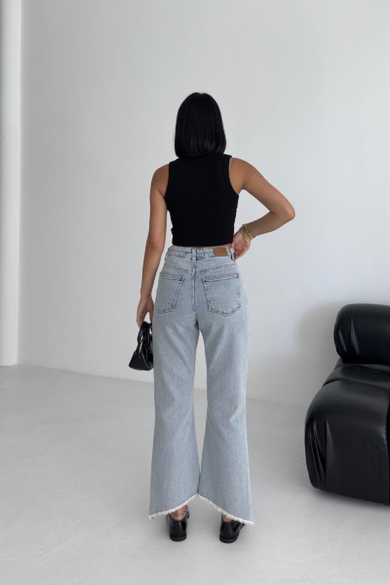 Püsküllü Parçalı Kot Pantolon