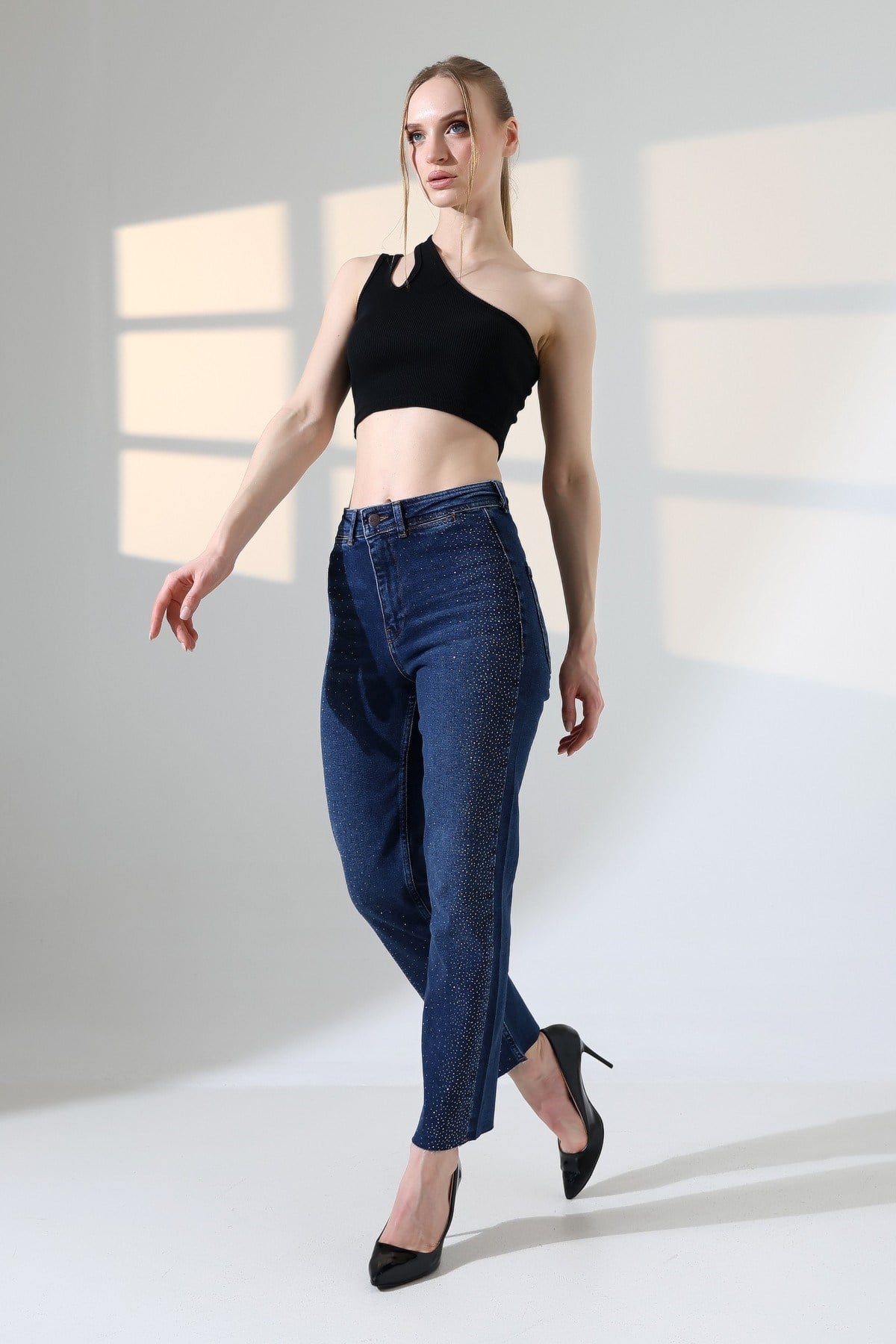 Serpme Taşlı  Relax Kot Pantolon 7193