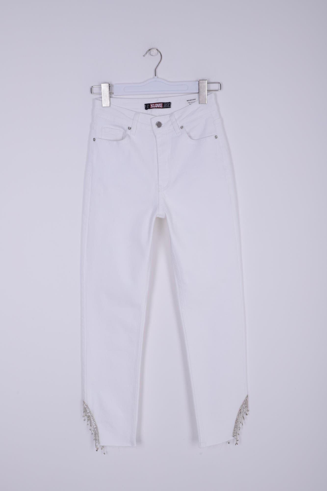 Taşlı Asimetrik Paça Pantolon